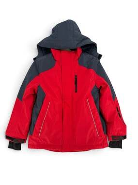 TSLA Youth Ski Jacket Size 8 Red Gray Insulated Hooded Snowboard KKJ51